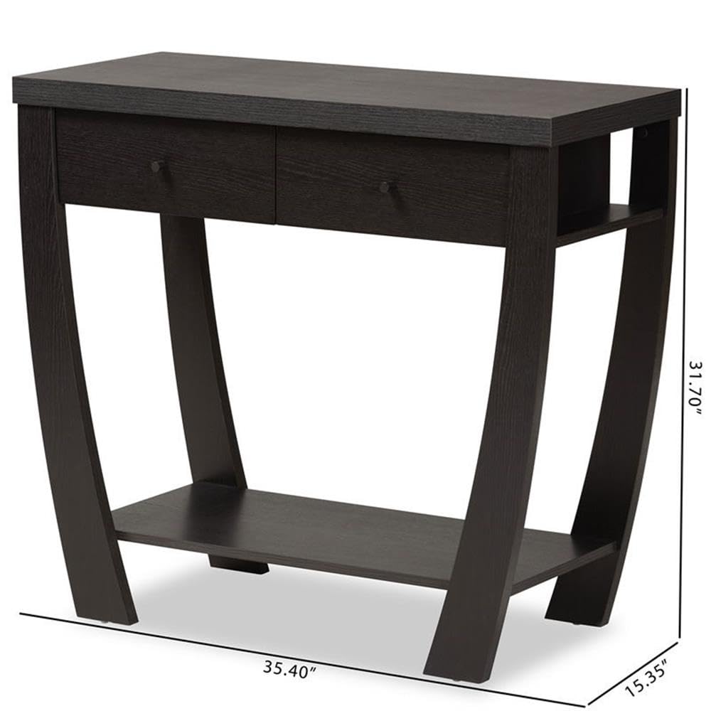 Baxton Studio Capote Modern and Contemporary Dark Brown Finished Wood 2-Drawer Console Table